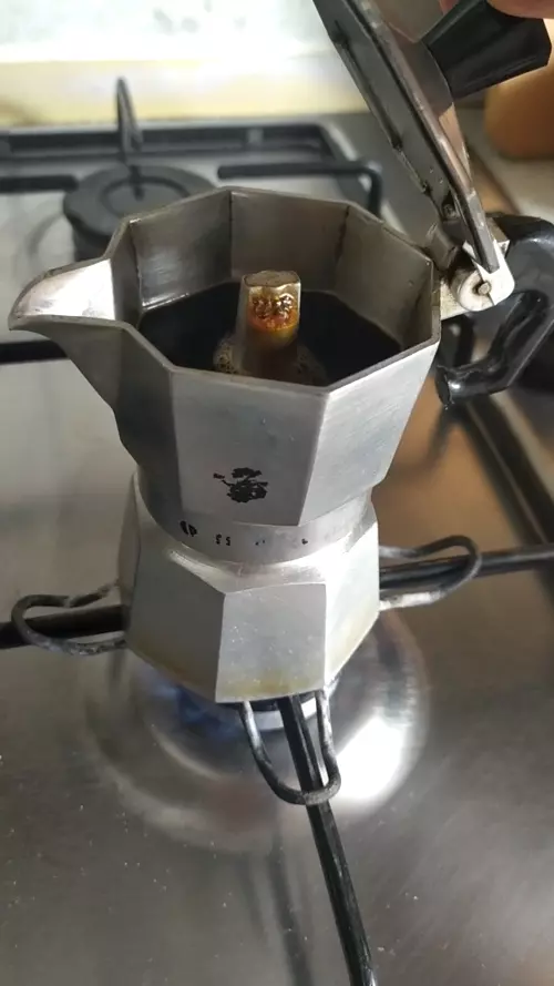 coffee comes out of the moka